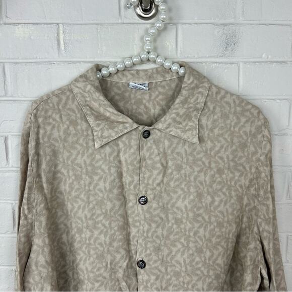 CP Shades Neutral Vine Leaf Embroidered Button Down Long Sleeve Top Size M - Picture 2 of 10